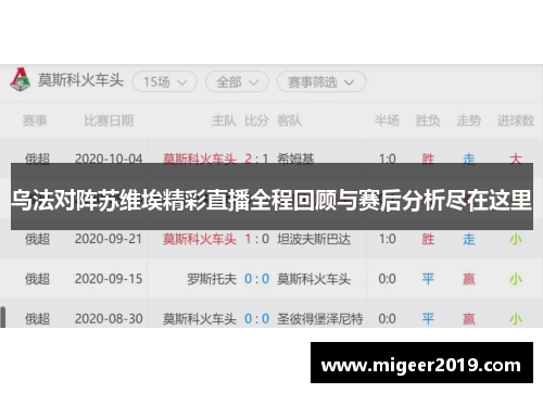 乌法对阵苏维埃精彩直播全程回顾与赛后分析尽在这里